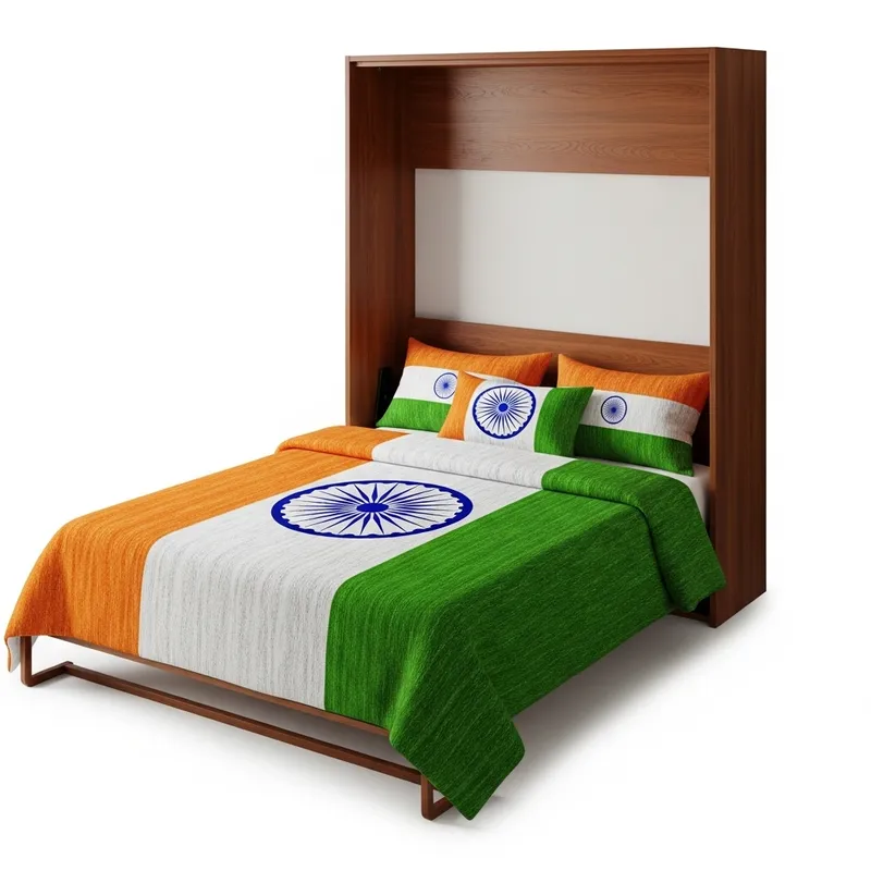 Indian Flag Wall Bed in Rich Dark Brown