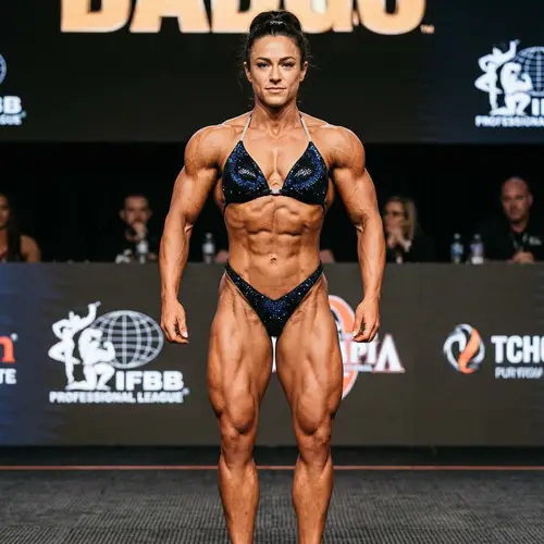 Muscle Women Bodybuilder with 6 Pack Abs