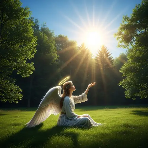 Glowing Angel Surrounded by Enchanting Forest