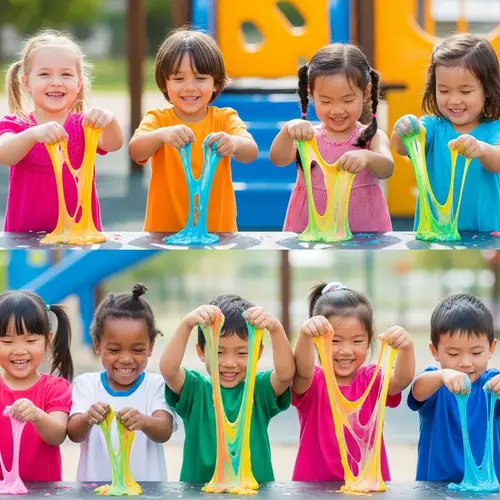Diverse Kids Playing with Colorful Slime | Joyful Scene