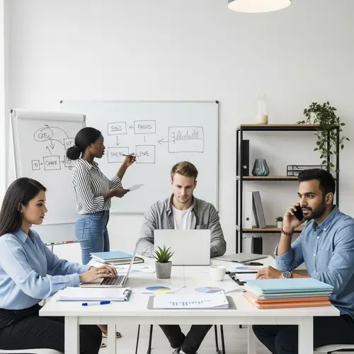 Modern Office Collaboration: Minimalist Design Professionals at Work