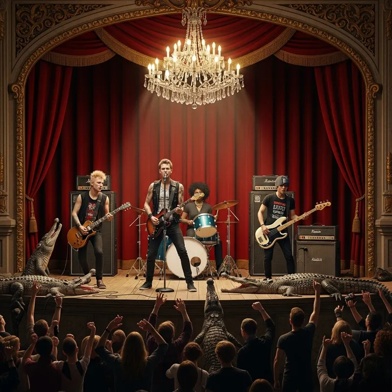 Ramones Performing on Classical Stage with Crocodiles