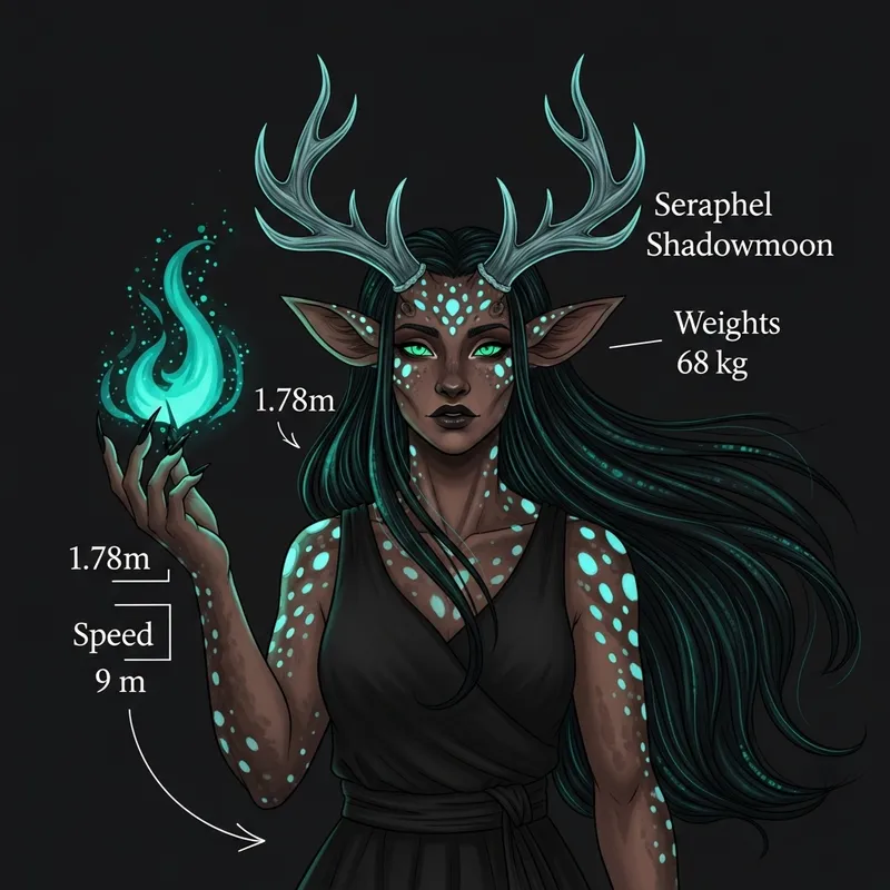 Seraphel Shadowmoon: Intriguing Tiefling with Deer-Like Antlers
