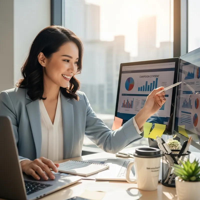 Young Asian Marketing Manager Working on Campaign - Portrait Photo Young Asian Marketing Manager Working on Campaign - Portrait Photo