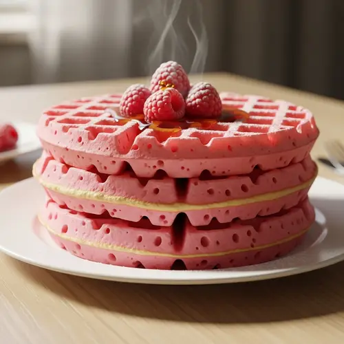 Realistic Pink Waffles | Fresh & Delicious Treat in Pastel Pink