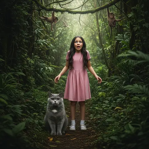 Terrified Twelve-Year-Old Girl & Gray British Cat in Real Jungle | Profound Story