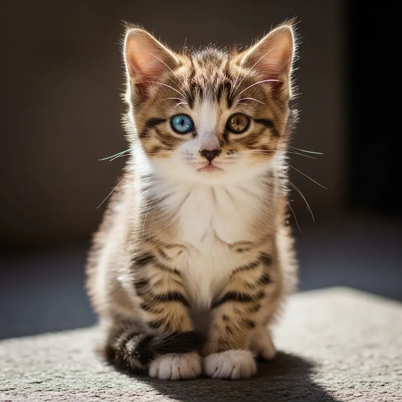 Adorable Cat with Striking Blue and Brown Eyes