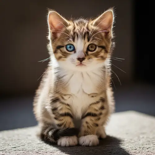 Unique Feline with Blue and Brown Eyes