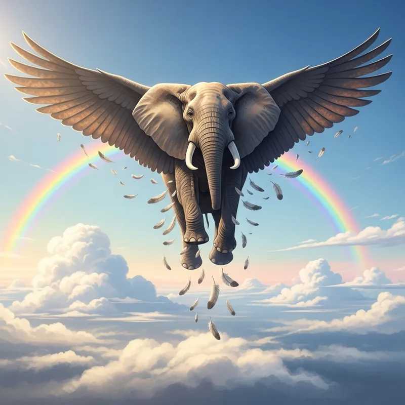 Magnificent Flying Elephant with Wing-Like Ears