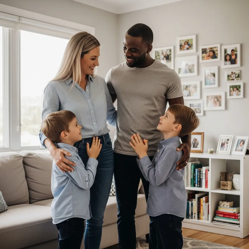 Adorable Family Interaction: Twin Boys Engaging with Parents
