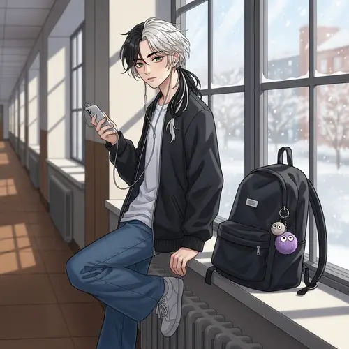 Stylish Youth with Unique Hair | Trendy School Life Image