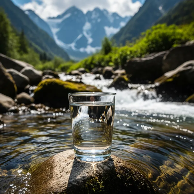 Crystal Clear Water on Rock - Tranquil Mountain Stream