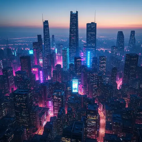 Futuristic Cityscape in Neon Colors | Cyberpunk Skyscrapers