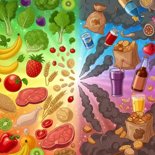 Healthy vs. Harmful Food Choices: A Visual Contrast