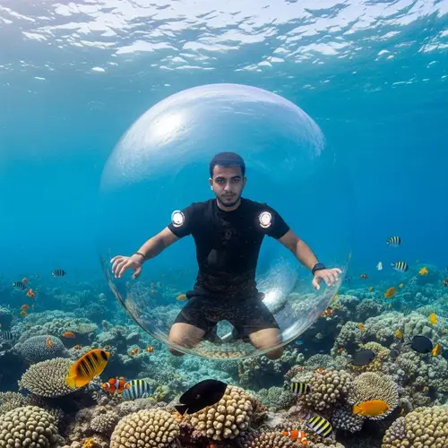 Underwater Bubble Scene with Middle-Eastern Person