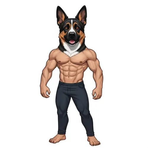 Muscular Man with Dog Head | Anthropomorphic Creature