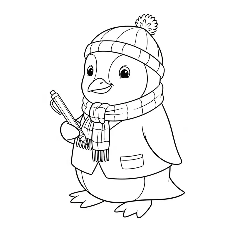 Cute Penguin Coloring Fun for Kids - Classic Illustration