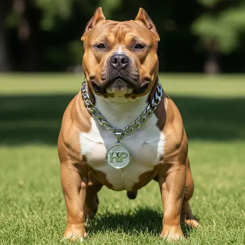 Stunning American Bully Dog with HP Chain