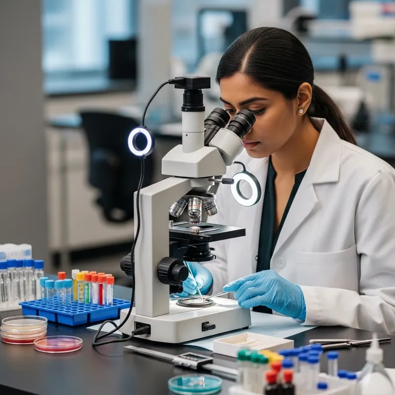 South Asian Female Scientist in a Modern Lab