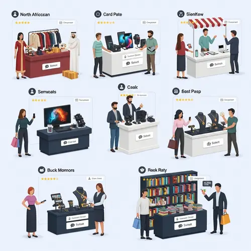 Virtual Global Marketplace: Diverse Vendors Showcasing Goods Online