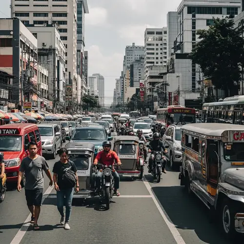 Bustling Traffic Scene in Manila, Philippines