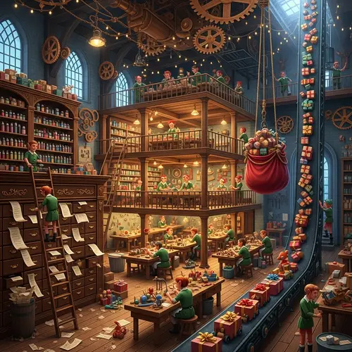 Enchanting Toy Workshop: Elves Crafting Magical Gifts