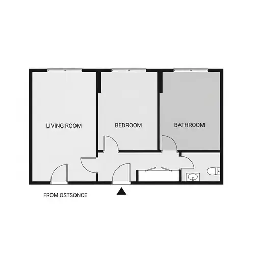 Modern 2D Floor Plan Design for Three-Room Layout