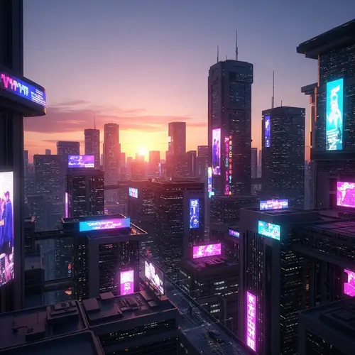 Futuristic Cityscape at Sunset | Cyberpunk Inspired Concept Art