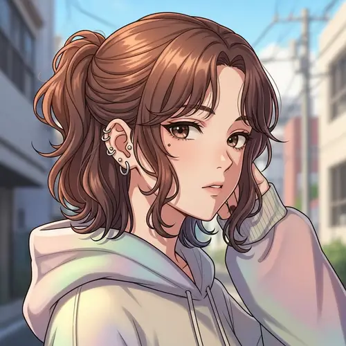 Nonchalant Anime Girl with Brown Hair - Unique Style