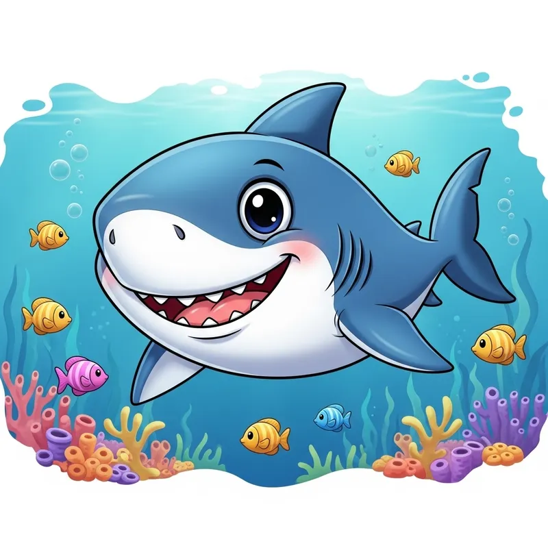 Lovable Cartoon Shark Design for Kids