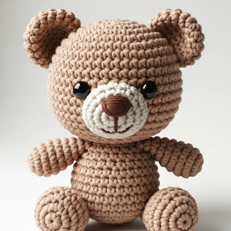 Amigurumi-Inspired Crocheted Bear | Vibrant Colors, Intricate Details
