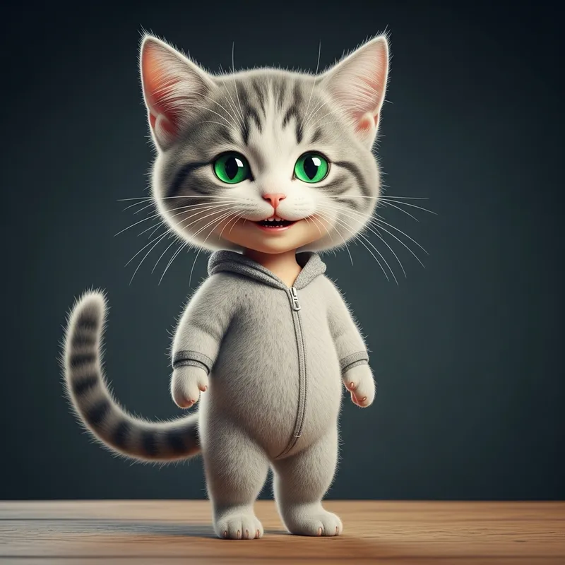 Unique Human-Cat Fusion Child with Enchanting Features