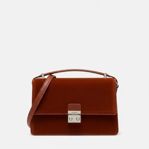 Elegant Women's Leather Bag in Lustrous Brown | Handheld Design