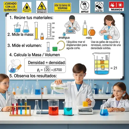 Chemistry Lab Density Exercise for Kids in Spanish