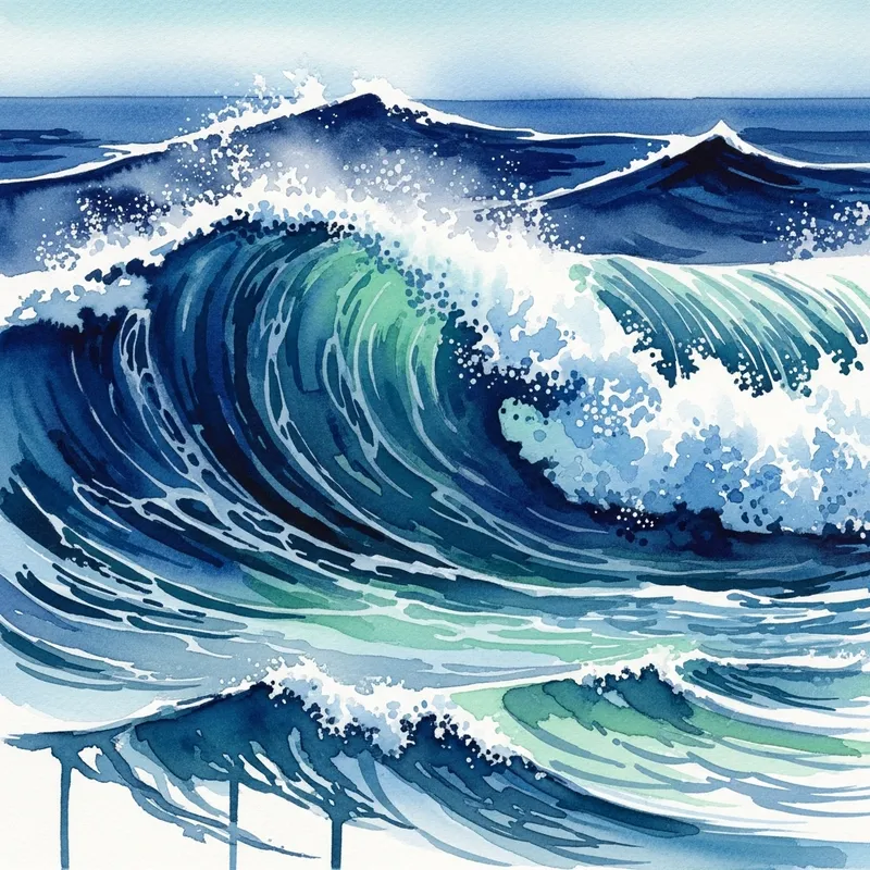 Stunning Watercolor Ocean Waves Artwork