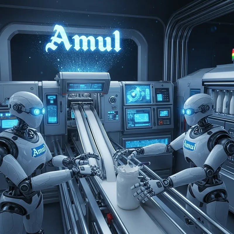 Futuristic Sci-Fi Setting: Amul's Fresh Milk Marvel