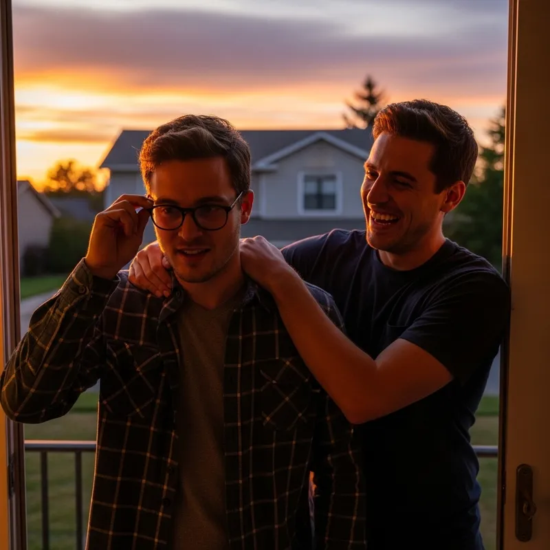Heartwarming Scene: Friends Watching Sunset Together Heartwarming Scene: Friends Watching Sunset Together
