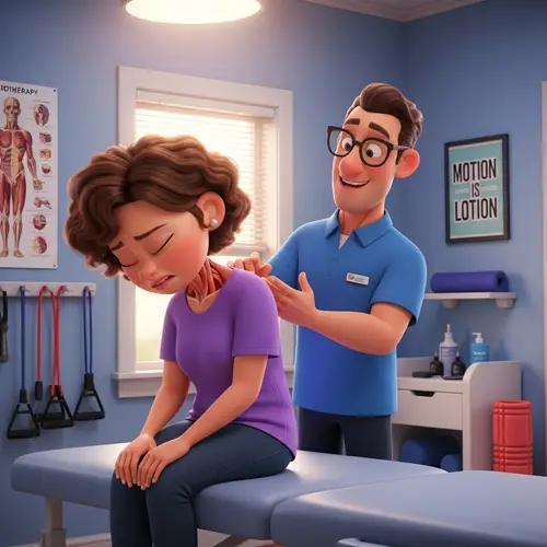 Pixar-Style Illustration of Physiotherapy Treatment