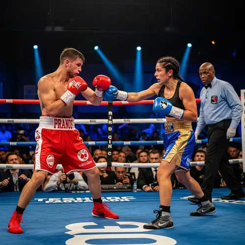 Intense Boxing Match: Male vs Female Athlete in Thrilling Ring Battle