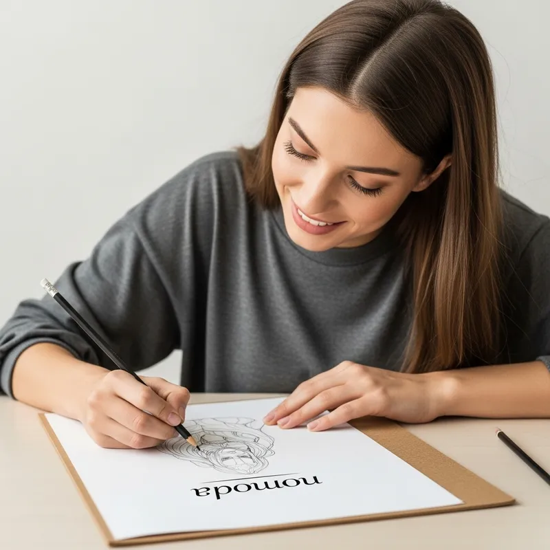 Talented Adult Woman Drawing with Elegance | Nomopa Artwork