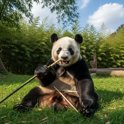 Adorable Panda Bear in Natural Habitat