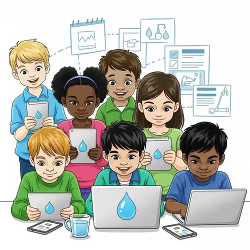 Culturally Diverse Children Engaged in Water Conservation | Tech-Savvy Group