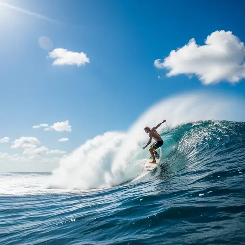 Surfer on the Sky: A Surreal Ride Above the Clouds
