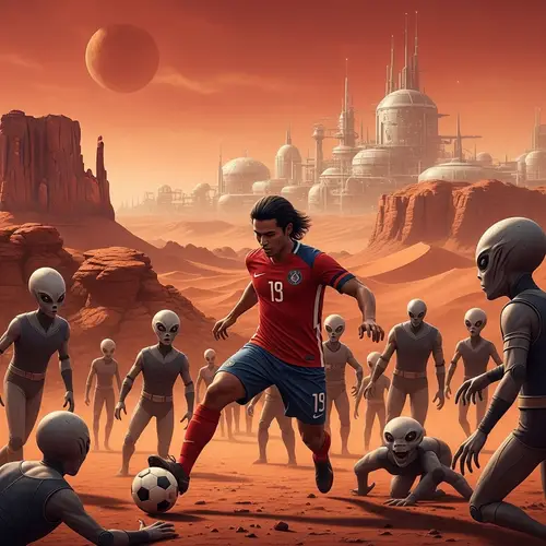 Messi Playing Football with Aliens at Mars - Unique Sporting Encounter