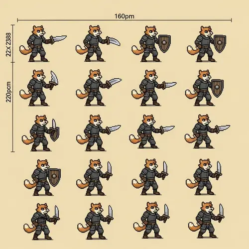 Dungeons and Dragons Pixel Art Sprite Sheet for Furry Character