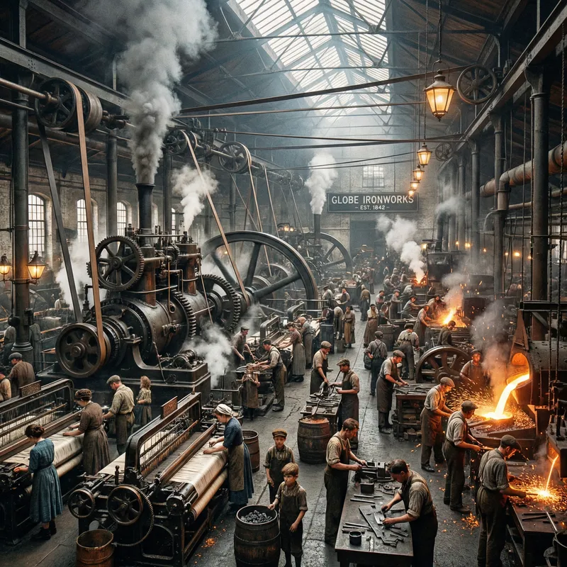 Industrial Revolution Factory: Steam Engines & Laborers Industrial Revolution Factory: Steam Engines & Laborers