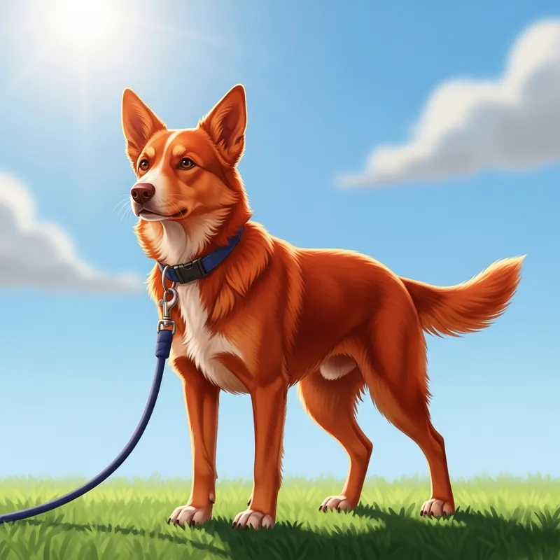 Bright Red Dog on Green Grass | Medium-Sized Mixed Breed