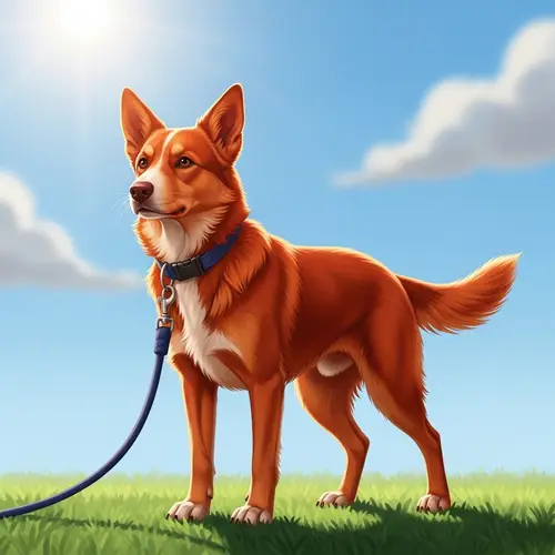 Luminous Red Dog on Green Grass | Happy Medium-Sized Breed