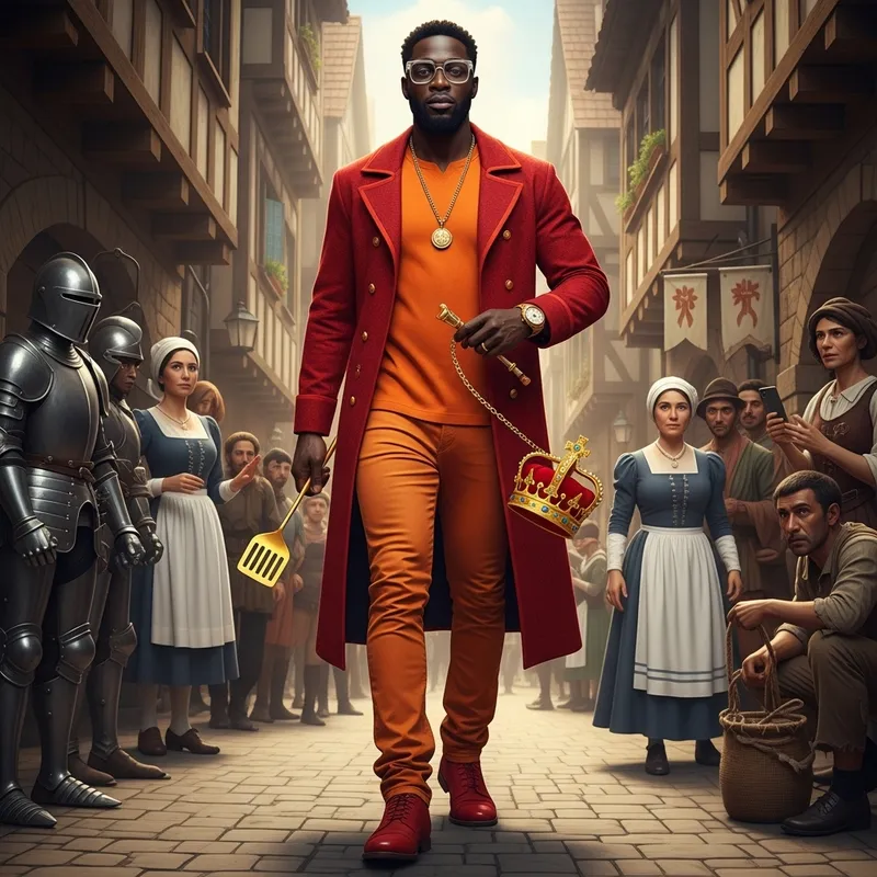 Stylish Black Man with Golden Spatula and Diamond Crown