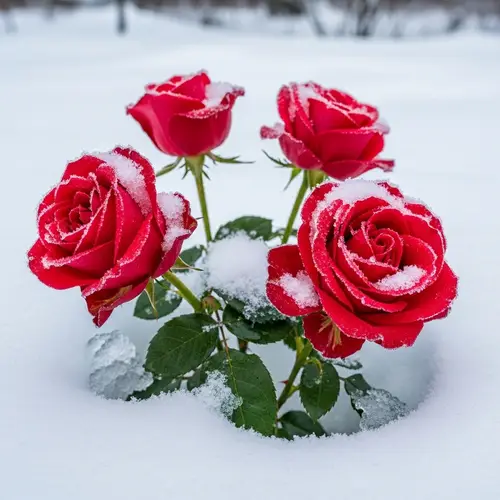 Red Roses Among Snow - Stunning Winter Floral Beauty